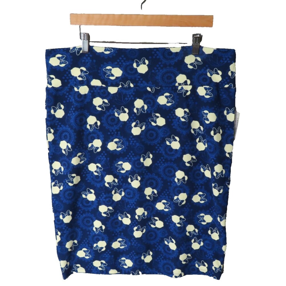 LuLaRoe Disney Cassie Pencil Skirt Womens 3XL Blue Minnie Mouse Stretch NEW‎